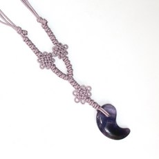 힐링젬 천연 자수정 원석 곡옥 국화매듭 목걸이