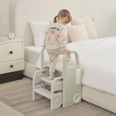 베네베네 2단 3단 트랜스폼 유아 아기 계단 변신 베네 버스 스탭 디딤대, 1개, 그린