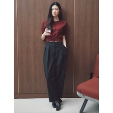 (국내매장정품) 에잇세컨즈 8SECONDS 스트라이프 와이드 슬랙스 블랙 (114921CY25) 114921CY25 115517