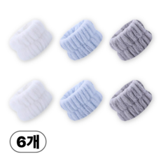 대야픽 손목 세안 물 흐름방지 극세사 밴드, 6개, 혼합 3종