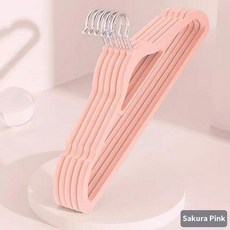 10Pcs 몰려들 옷걸이 홈 미끄럼 방지 벨벳 우아한 코트 옷 걸이 강력한 내구성, Pink 10Pcs