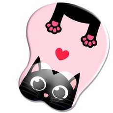 올오브홈 손목보호 캐릭터 3D 마우스패드 귀여운 일체형 손목받침대 쿠션, 1개, B. 핑크캣