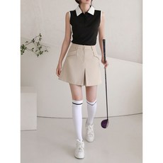 럭스골프 여성용 립밴드 사선 포켓 큐롯 반바지 MDG25M202W