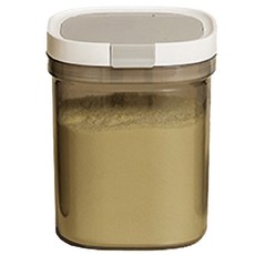 Mommywant 磁吸勺密封奶粉罐，單手開蓋/防潮密封/附量匙，多尺寸可選, 茶色1300CC, 1個