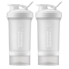 프로쉐이커 락앤락 쉐이크 보틀 600ml + 컨테이너 140ml, 매트화이트, 2개