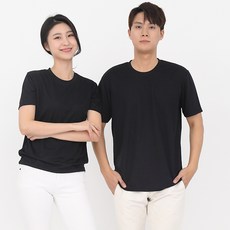 쿨론)기능성 검정색 라운드 반팔티셔츠 식당유니폼 주방유니폼 단체티셔츠 시원한 가게티셔츠