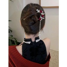 [우아한 만두머리] U자비녀 헤어핀 로우번 진주머리핀, 34. A088 부채꽃