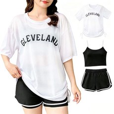 Modern Fashion 빅사이즈 체형커버 3종 세트 수영복 반바지 비치 워터파크, 블랙, 2XL 65-72kg