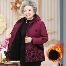 여성용 도톰 기모 후드 패딩점퍼 프린트 방한 자켓 루즈핏 겨울 아우터 할머니 패딩 코트