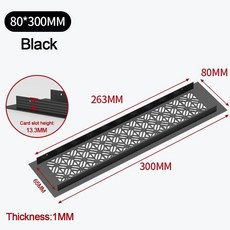 호환 알루미늄 합금 구 커버 직사각형 루버 모형 호흡기 그릴 커버 메쉬 50/80mm 와이드 홀 장식품, 01 black-8-30cm