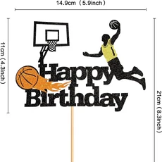 쿠쿠스토어 농구 케이크 토퍼 생일 축하 볼 장식 테마 소년 스포츠 파티 품, 02 as picture