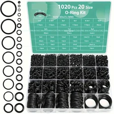 1020개 니트릴 고무 O링 세트 65A 경도 원형 단면 합성 켓 모음 20가지, 1020pcs