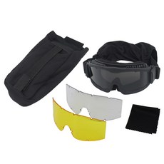VULPO 고글 Airsoft 페인트 볼 슈팅 방풍 방지 안개 안경 하이킹 등산, 1개, 1 Set Bla