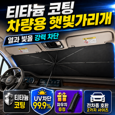 쿠비코 우산형 차량앞유리 티타늄코팅 햇빛가리개, 티타늄실버, 1개