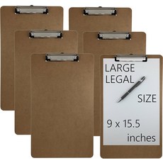 트레이드 퀘스트 합법 사이즈 클립보드 9인치 x 15.5인치 로우 프로파일 클립 하드보드 싱글(6팩)