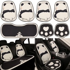 AOMIKS 판다 디자인 사계절 통기성 자동차 시트커버 풀세트 앞좌석 뒷좌석 등받이 포함 7종 세트, 블랙, 1세트