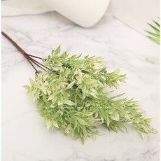 【台灣現貨速發】辣椒尖耳草葉仿真人造花：創意仿真植物裝飾、仿真蕨類葉片造景拍照道具, 圖三 白綠, 1個