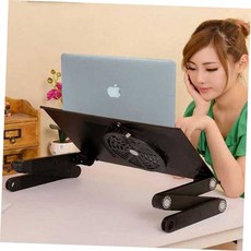 책상 휴대용 거치대 접이식 누워 노트북 쿨링팬 각도, 보급형B_레드