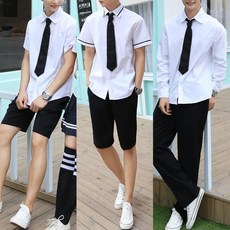 교복 (대여) 남자 교복몰 반팔or긴팔 블랙 화이트셔츠