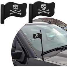 2개 세트 해적 깃발 차량 안테나 토퍼 모양 멋진 해골 십자가 문양의 트럭 SUV용 범용 액세서리, 2 PCS