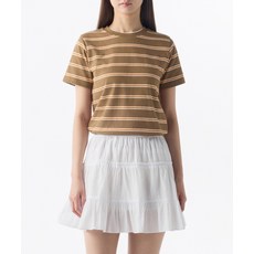 매장정품 무신사스탠다드우먼 MUSINSA STANDARD WOMAN 우먼즈 멀티 스트라이프 크루 넥 티셔츠 1 [라이트 브라운] MWETS4Z11-LR 542018