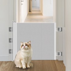 슈퍼인 강아지안전문 반자동 롤링 메쉬 무타공 고양이 안전문, 1개, 화이트