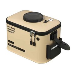 便攜折疊活魚桶 戶外釣魚水箱 路亞桶 釣蝦箱, 地濑色活鱼桶,长：宽：高：35*23*20CM