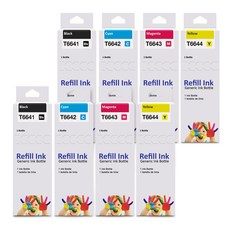 모노테크 엡손 호환잉크 세트 T664, 검정+파랑+빨강+노랑, 2세트