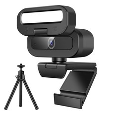 RUNDX 4K 웹캠 화상회의 마이크내장 컴퓨터 카메라 + 삼각대 세트, 블랙, 1개