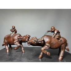 精緻木雕童趣牧童騎牛擺件 居家裝飾 增添生活樂趣, 黑檀木