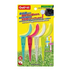 Golf-it! 高爾夫球座，減少側旋，提升飛行距離，兩種高度可調，優化擊球效果, GOLF LITE 高爾夫 彎曲TEE T-395 (4入裝), 4個