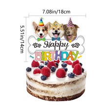 포아틀리에 강아지 생일 파티 가랜드 반려견 생일 장식 종이 파티용품, 강아지 케이크 토퍼, 1개