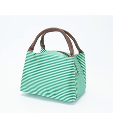 스트라이프 옥스 런치백에 두꺼운 보온백 스트라이프 도시락가방, 그린, 그린, 1개