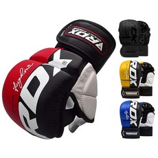RDX 알디엑스 MMA 장갑 그래플링 스파링 무술 남성 여성용 하이브리드 오픈 손바닥 Maya Hide 가죽 손목 지지 복싱 글러브 트레이닝 케이지 파이팅 전투 스포츠, 레드_157008