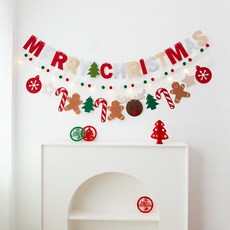에이치제 크리스마스 가랜드 LED 펠트 벽장식, 1