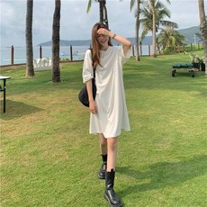 韓系慵懶風短袖 - 寬鬆顯瘦孕婦裝休閒長版T恤
