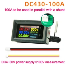DC4~30V 8-in-1 다기능 측정기 전압 전류 전력 전력 백분율 온도 누적 용량 에너지, 02 100A