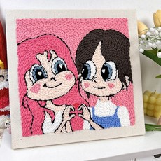 手工DIY戳戳繡材料包 星蝶風毛線搓搓繡裝飾畫 生日禮物, 星蝶情頭102】布框材料包+工具,30x30cm, 1個