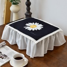 프린터기 먼지 덮개 레이스 커버 복사기 보호 덮개 천, 길이 38폭 35높이 18cm, 데이지 검은 배경