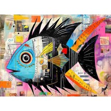 Cross & Glory - Cosmic Codex of Colors - 성인용 1000피스 직소 퍼즐 | 신 표현주의 예술 | 생동감 | 가장 멋진 두뇌 놀림 퍼즐, 엔젤피시 추상