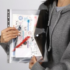똑딱이속지 포켓파일 A4 블랙 가로형, 1개, 상세페이지 참조