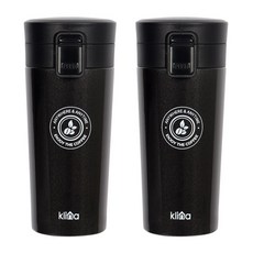 클리나 카페홀릭 보온보냉 원터치 텀블러, 블랙, 350ml, 2개