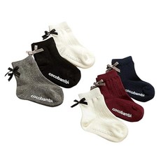 Filloie 필로와 아동 유아 양말 6켤레 세트 크루 기장 리본 미끄럼방지 15-20cm