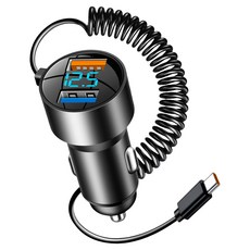 이중 포트 자동차 전원 공급 장치 어댑터는 전화기용 유형 C 코일 코드를 갖추고 있습니다., USB USB, 100W