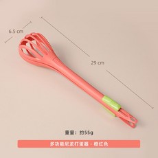 多功能打蛋器家用廚房三合一手動打蛋器攪拌器撈麵撈蛋食品夾抓勺, 防燙多功能打蛋器紅色【1個裝】, 1個