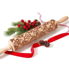 XINBADA 스탬프 엠보싱 디자인의 베이킹용 43.2cm(17인치) 프리미엄 나무 롤링 핀 | 3mm 딥 스프링글 쿠키 몰드 여성용 크리스마스 및 베이킹 선물 3-in-1 클, XINBADA 스탬프 엠보싱 디자인의 베이킹용 43.2