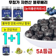 1+1 【눈의 좋은 파트너】무첨가 자연산 블루베리 드라이 무설탕 건블루베리 100% 야생 프레시블루베리 5A등급, [2×100g]5A등급