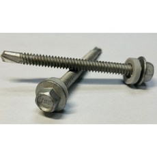 浪板螺絲 屋頂螺絲 更好鑽更潤滑 防鏽效果佳白鐵410 鑽尾螺絲(自鑽螺絲/浪板螺絲) 六角頭 路鏽寶附墊片, 1個, #12X1-1/2"(200支)