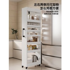 홈더핀 알루미늄 슬림 주방 수납장 냉장고 틈새 선반 초슬림 사이드보드 이동식 당김형장, 피전 그레이 25x55x184cm
