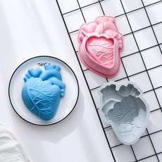 하트 모양의 실리콘 케이크 금형 베이킹 트레이 초콜릿 몰드 할로윈 데이 장식 액세서리 6 인치, 02 Blue